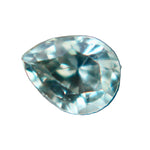 Face-up view of a 0.49 carat natural green pear-cut sapphire