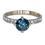 22K Gold Ring with Natural Greenish Blue Sapphire - Sapphire pal