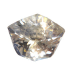 Front view of a 2.77ct natural pale silver-champagne Ceylon sapphire with a freeform faceted cut