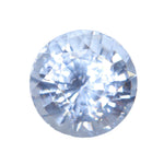 Front view of 3.11ct natural white Ceylon sapphire with an 8 mm round cut