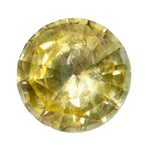 Natural 1.20ct yellow Ceylon sapphire in a round cut, shown face-up