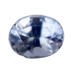 Face-up view of a 0.66 carat pale purple emerald-cut sapphire
