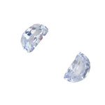 0.60ct Natural White Sapphire Pair – Half Moon Cut, Ceylon Origin, Eye Clean, Ethical Unheated Earth Mined Gems for Jewellery Design
