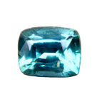 Face-up view of a 0.62 carat natural green cushion-cut sapphire