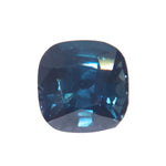 1.53 ct deep blue Australian sapphire with cushion cut, viewed from above