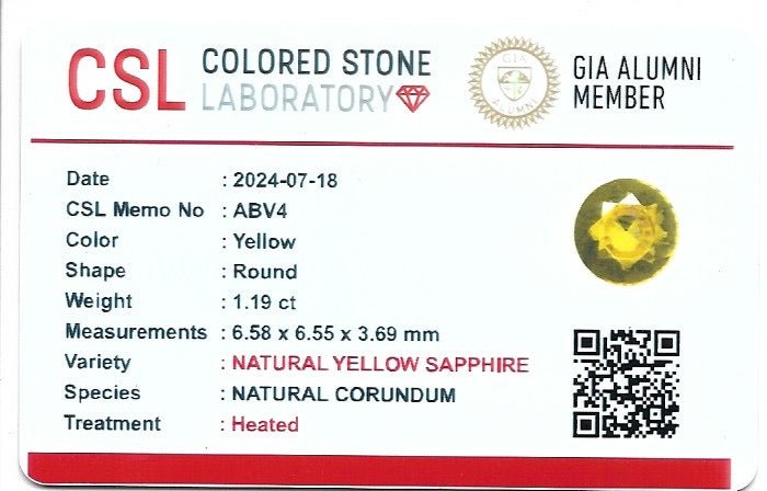 1.19 Carat Natural Yellow Sapphire Round Cut – Ceylon Eye Clean Loose Sapphire - Sapphirepal