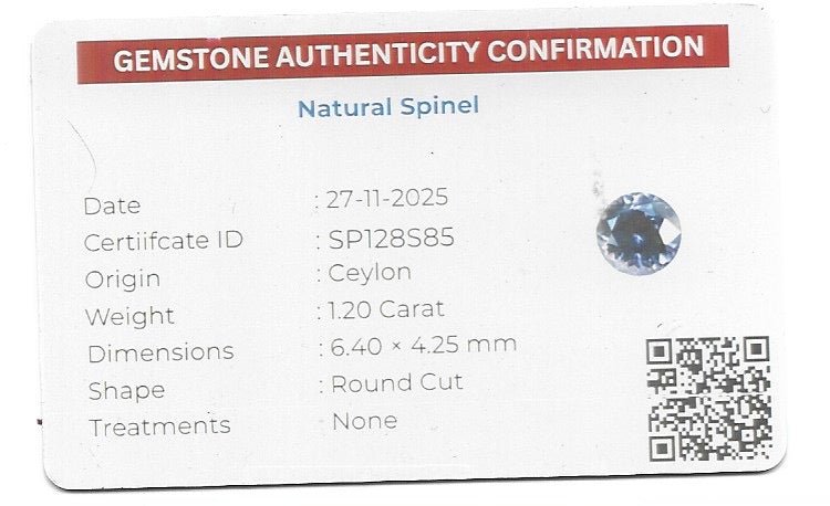 1.20 Carat Natural Purple Spinel – Round Cut Ceylon Gemstone (Unheated) - Sapphirepal