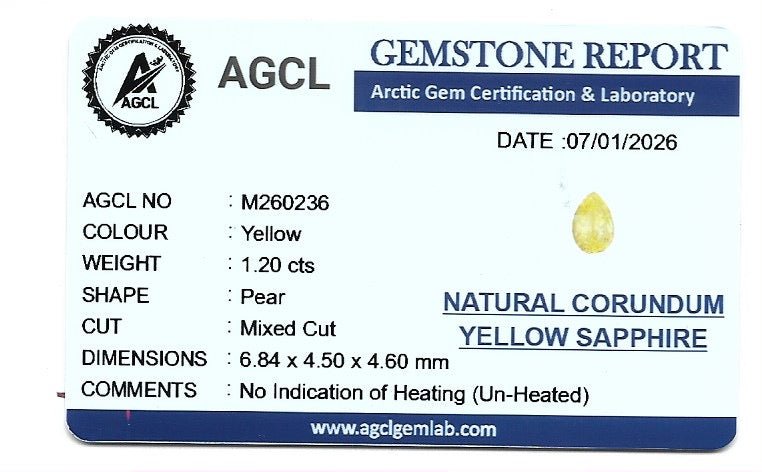 1.20ct Natural Yellow Sapphire | Pear Cut Unheated Untreated Loose Gemstone - Sapphirepal