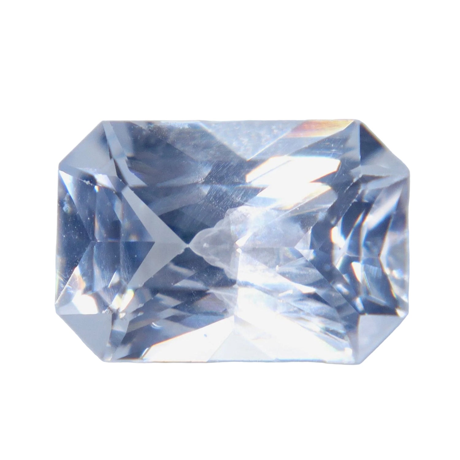 1.23ct Natural Colorless Sapphire – Emerald Cut Ceylon Sapphire Gemstone - Sapphirepal