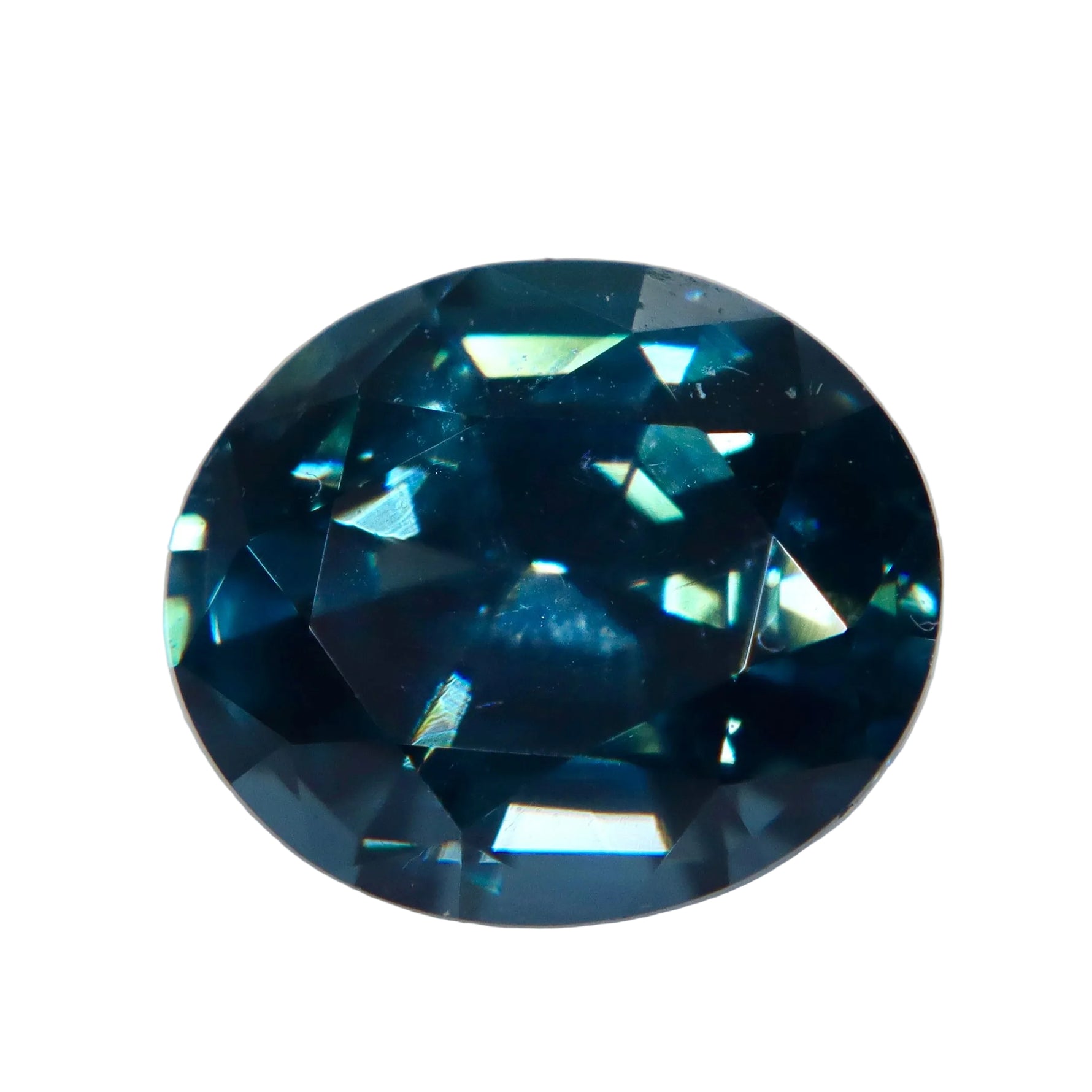 2.32 carat natural deep teal blue Ceylon spinel in an oval cut