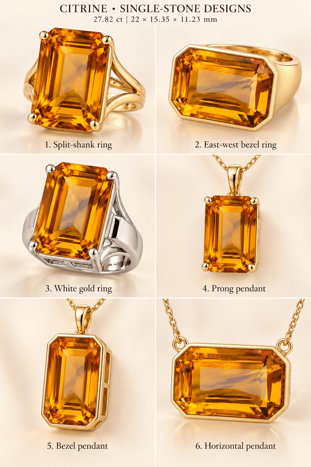 27.82 Carat Natural Citrine – Emerald Cut, Untreated Ceylon Gemstone - Sapphirepal