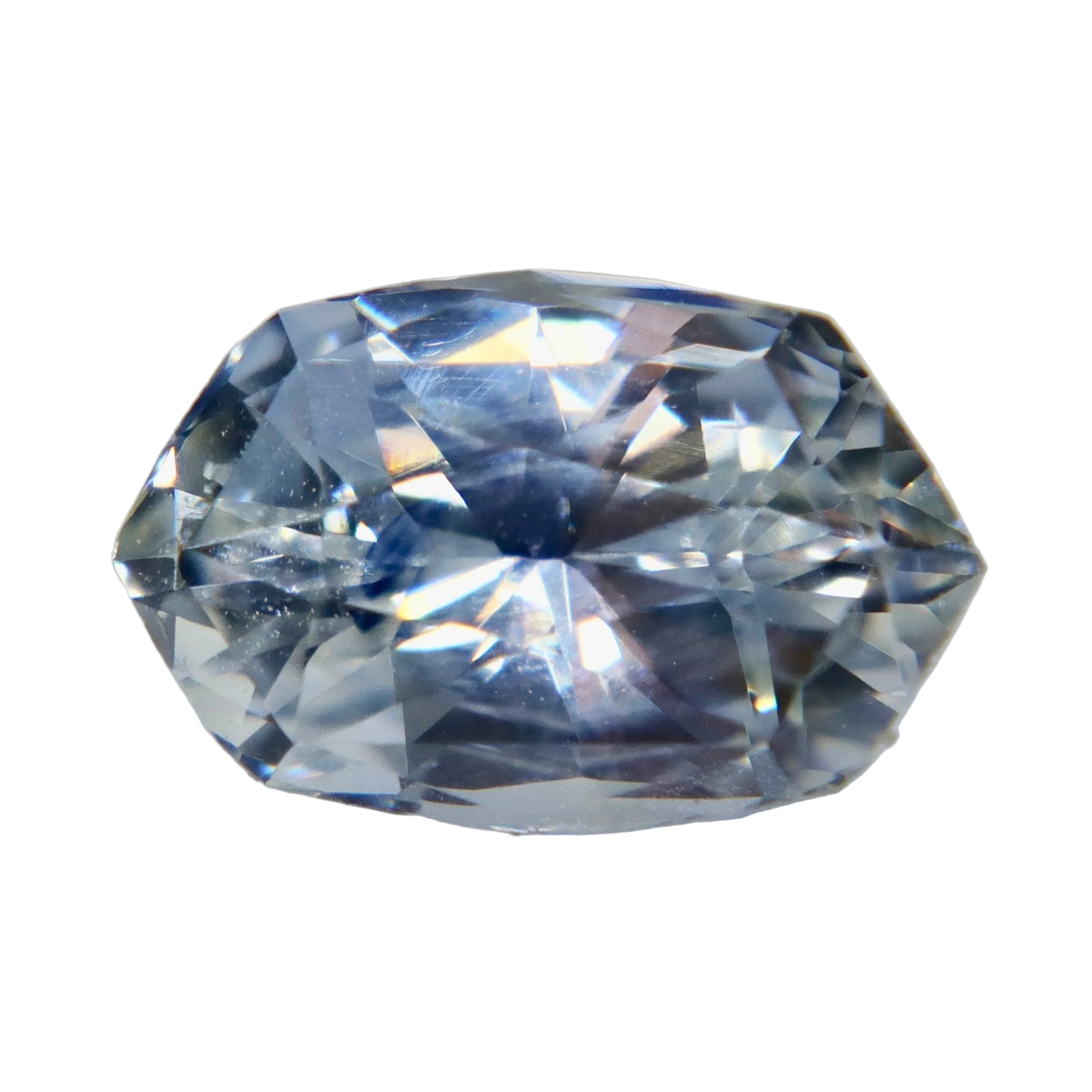 3.24 carat natural white Ceylon sapphire in an elongated cushion cut
