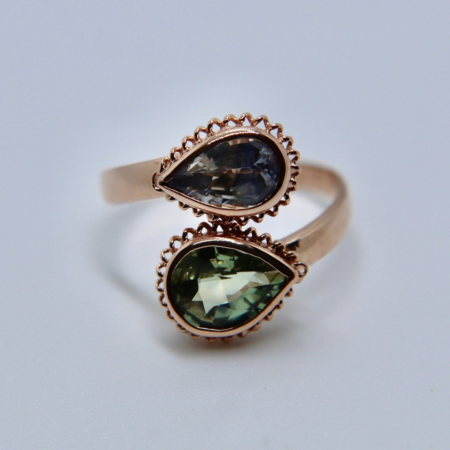 3.47ct Natural Sapphire Toi et Moi Ring in 14K Rose Gold - Sapphirepal