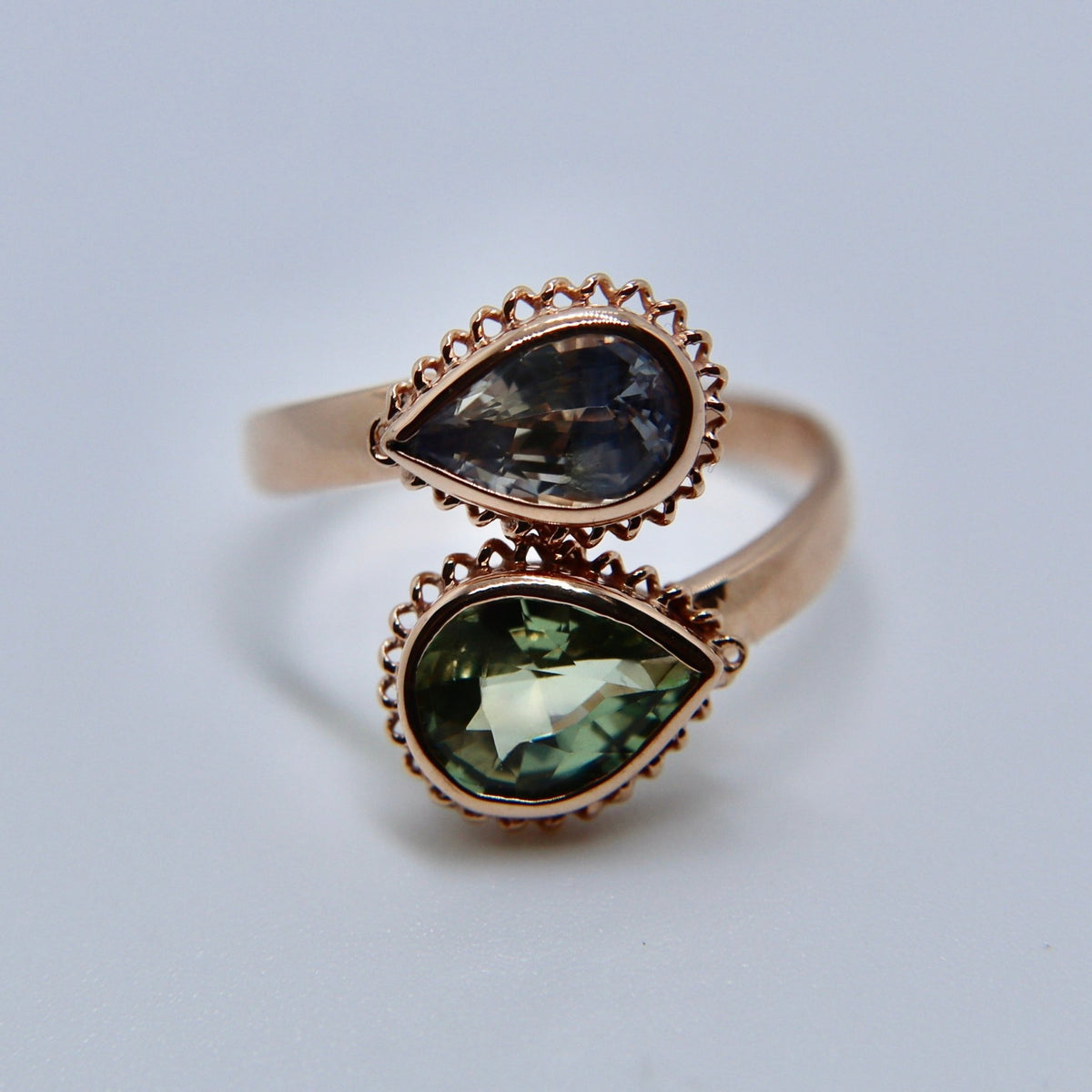 3.47ct Natural Sapphire Toi et Moi Ring in 14K Rose Gold - Sapphirepal