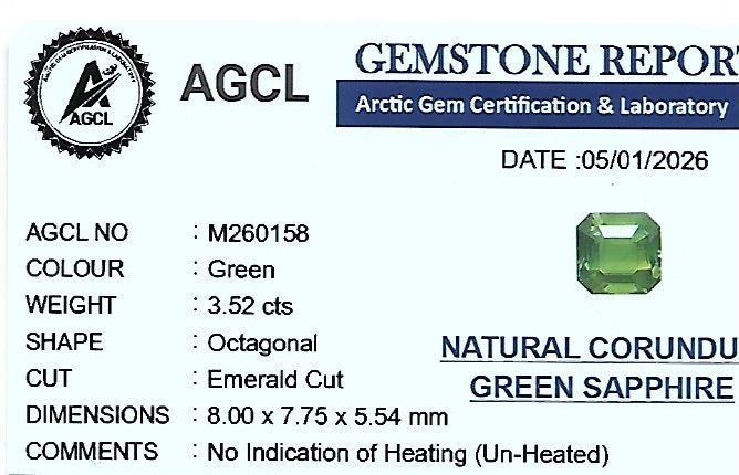 3.52ct Natural Green Sapphire (Unheated) – Emerald Cut Ceylon | VS Clarity - Sapphirepal