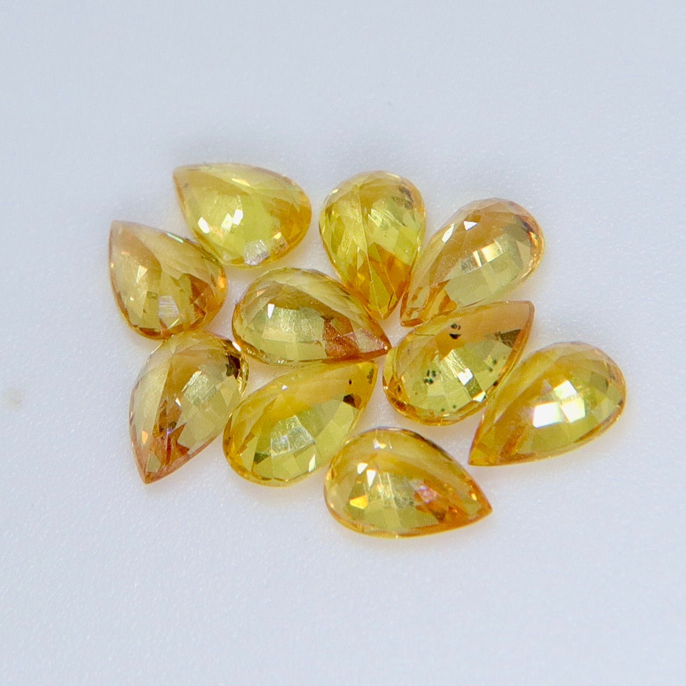 5.11 Carat Parcel of Natural Vivid Yellow Sapphires – Matching Pear Cut Gemstones from Ceylon - Sapphirepal