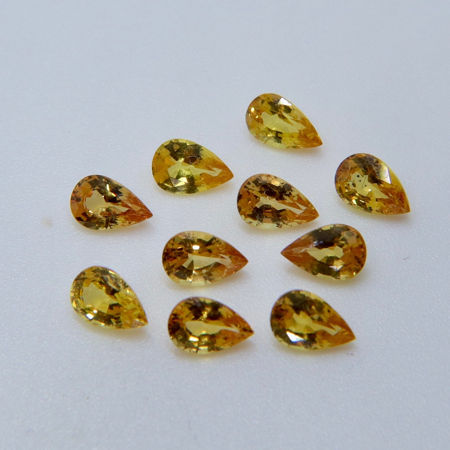 5.11 Carat Parcel of Natural Vivid Yellow Sapphires – Matching Pear Cut Gemstones from Ceylon - Sapphirepal