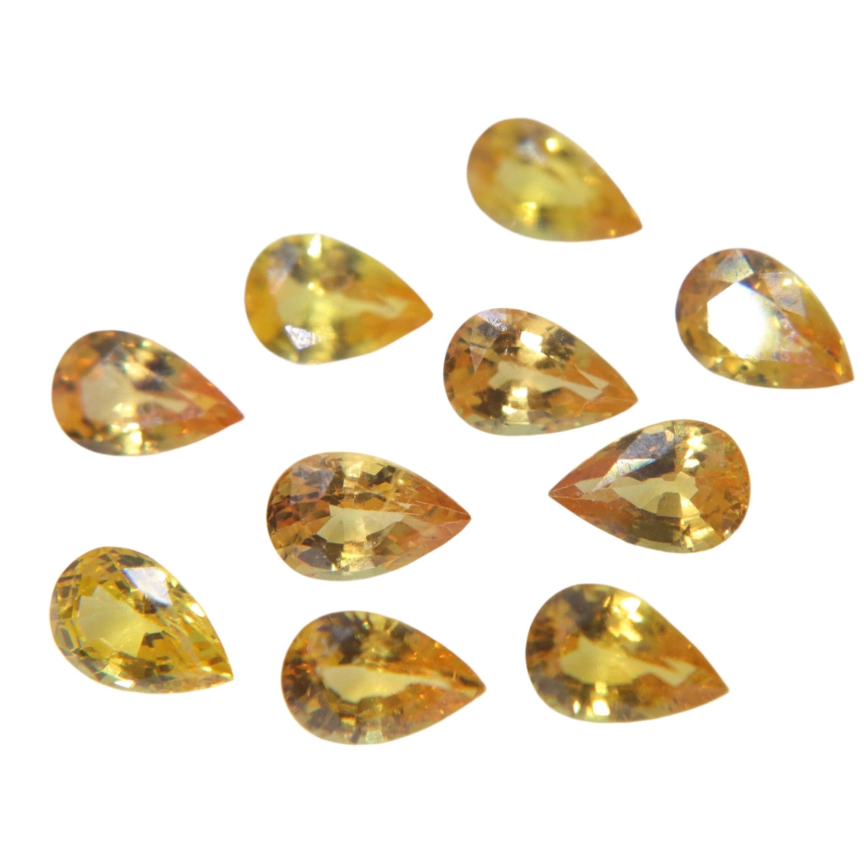 5.11 Carat Parcel of Natural Vivid Yellow Sapphires – Matching Pear Cut Gemstones from Ceylon - Sapphirepal