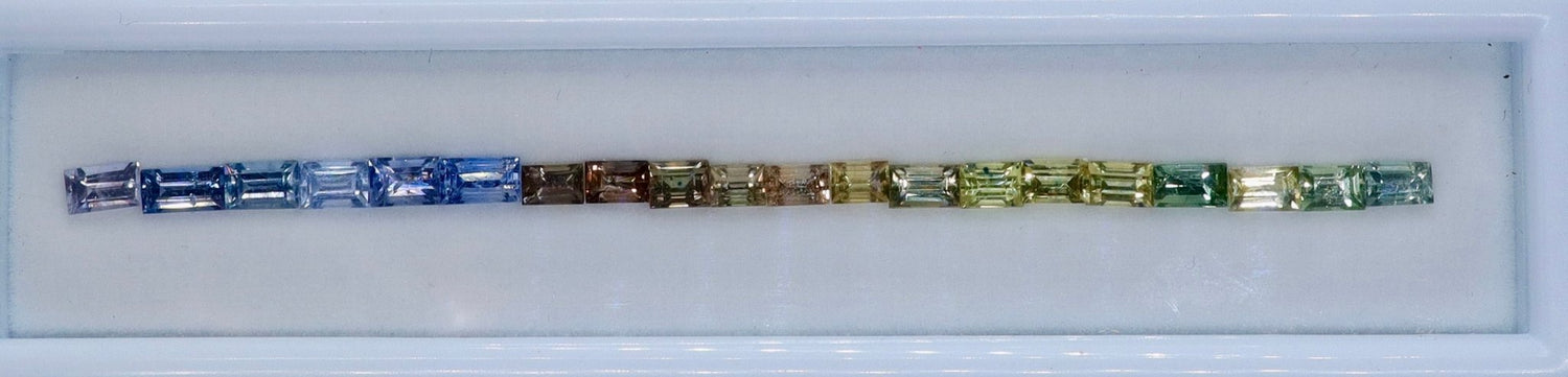 5.90ct Natural Multicolor Sapphire Baguette Suite – 4 × 2.5 mm - Sapphirepal