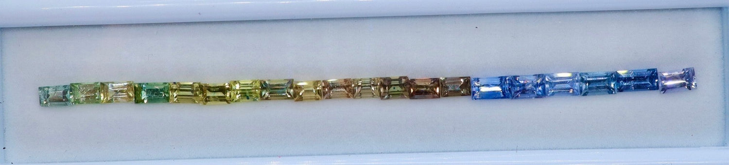 5.90ct Natural Multicolor Sapphire Baguette Suite – 4 × 2.5 mm - Sapphirepal