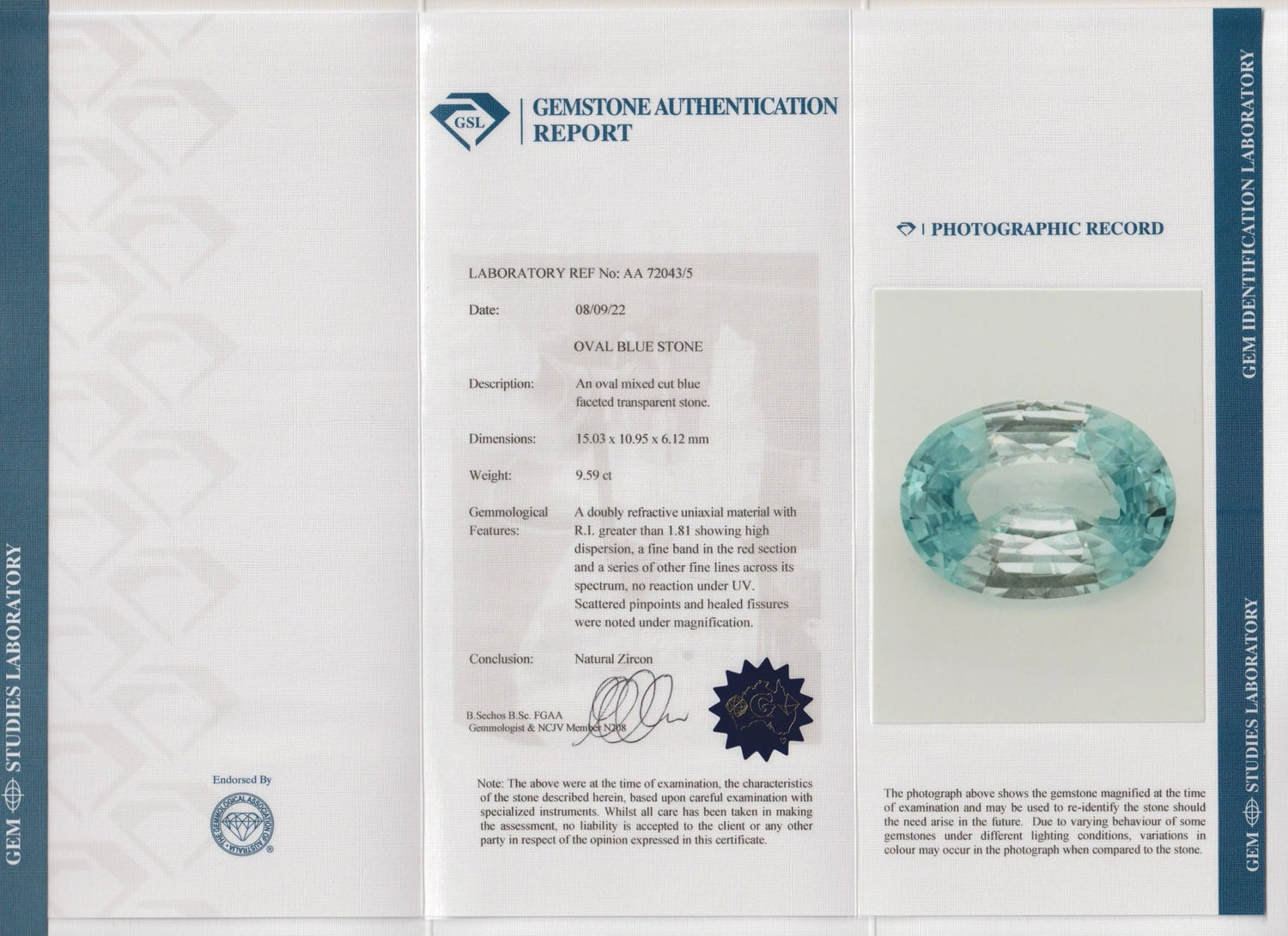 9.60 Carat Natural Blue Zircon – Oval Cut | VVS Clarity | Madagascar Origin | Loose Untreated Zircon Gemstone - Sapphirepal