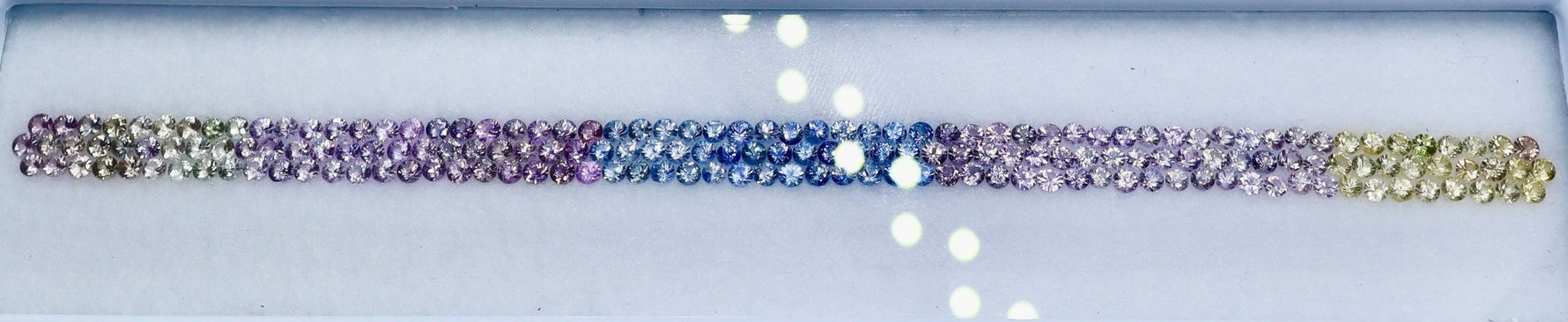 9.80 Carat Natural Rainbow Color Gemstones Set (Ceylon) — Round Cut, VVS, 2.20 mm - Sapphirepal