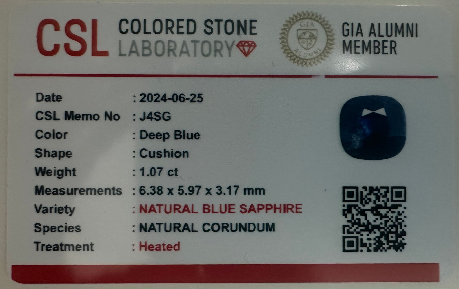 Natural Blue Sapphire from Ceylon – Cushion Cut