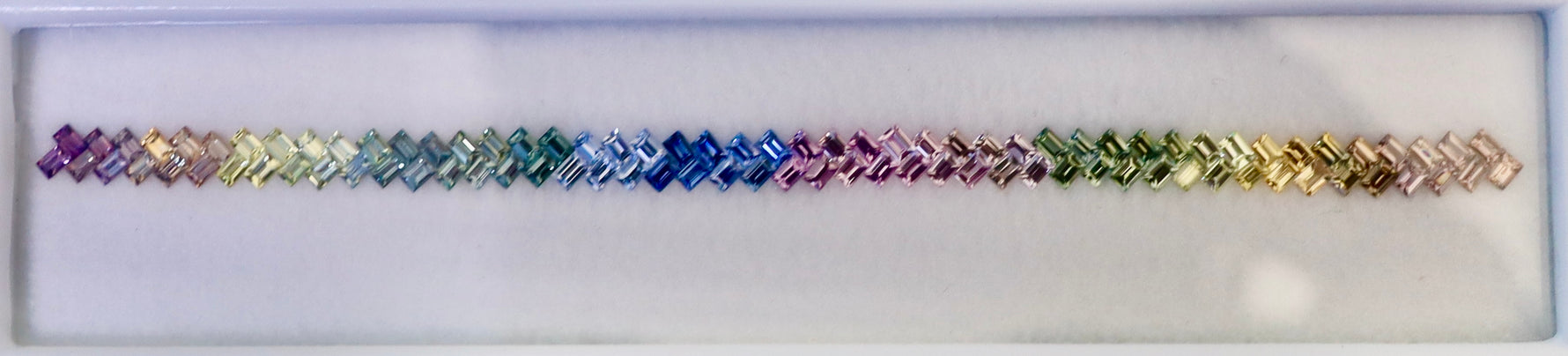 Baguette cut sapphire gemstones in mixed colors, 3x2 mm faceted stones for tennis bracelet design