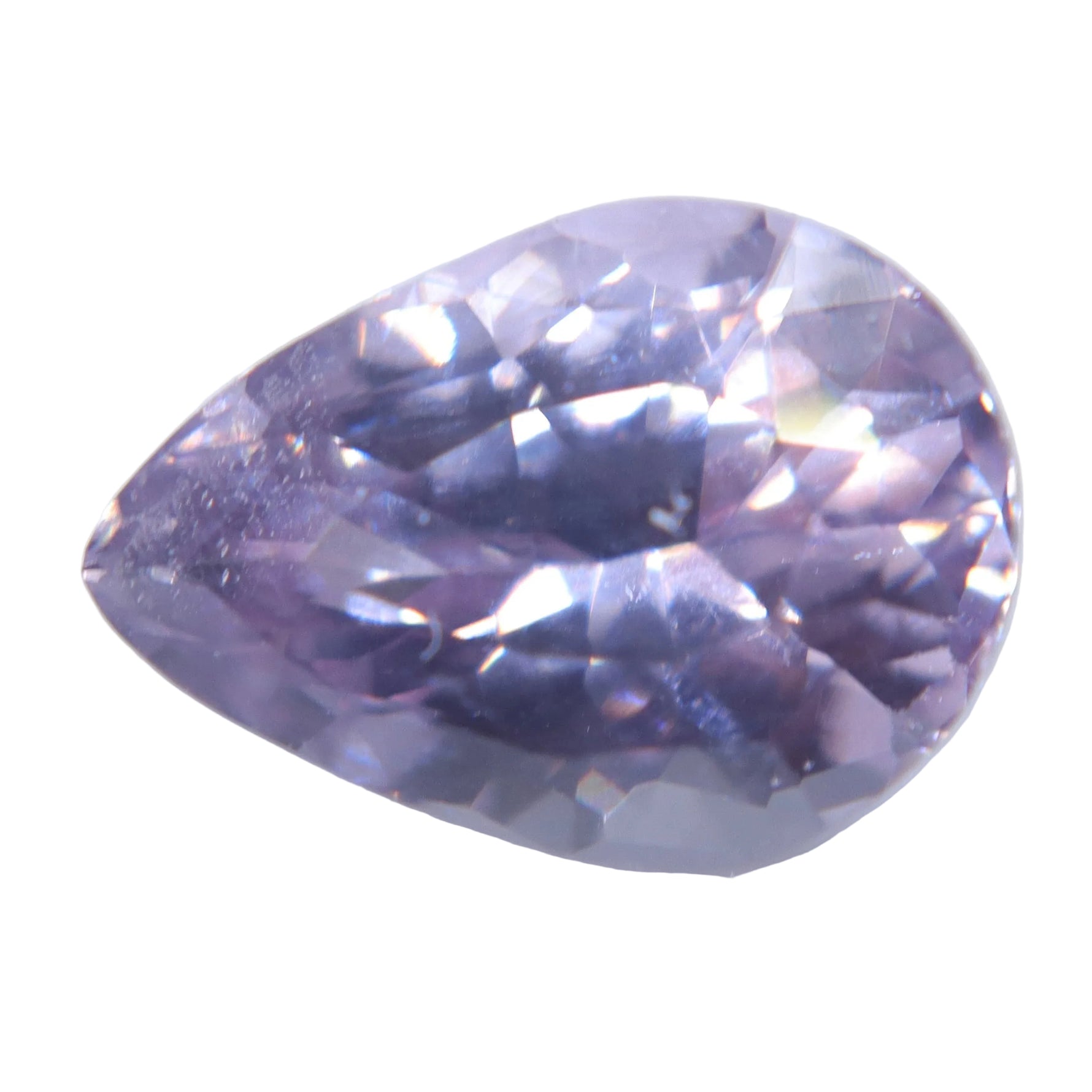 Natural purple spinel 2.00 carat pear cut Ceylon loose gemstone on white background