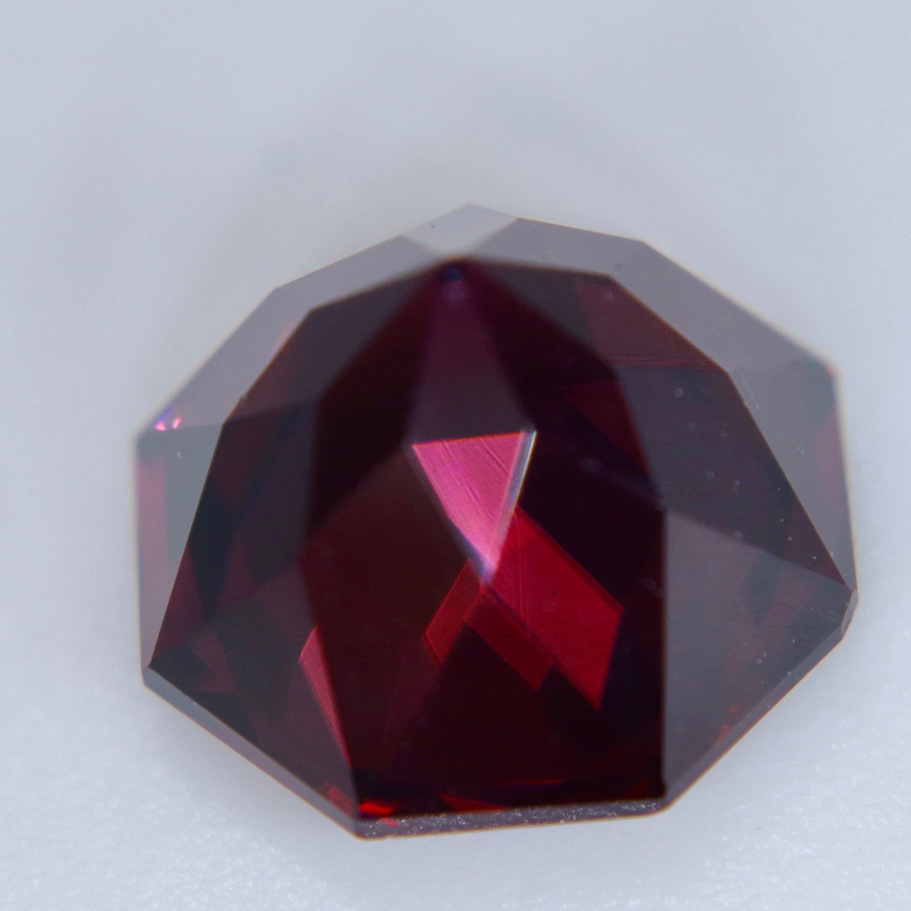 5.25 carat natural red garnet gemstone in modified octagon cut with VVS clarity