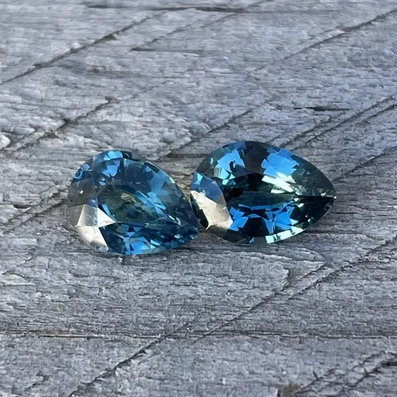 Natural Blue Green Sapphires Pair gems-756e