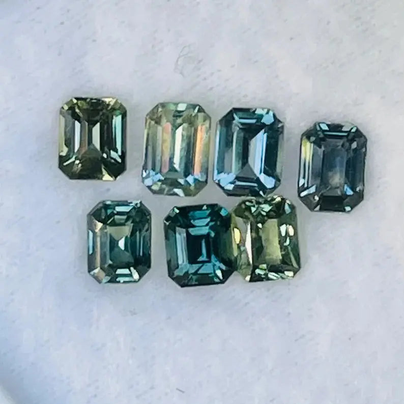 Natural Parti Green Sapphires Set Of Gemstones gems-756e