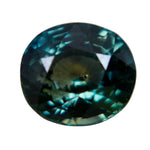 Natural 1.28ct green Madagascar sapphire in an oval cut, face-up view