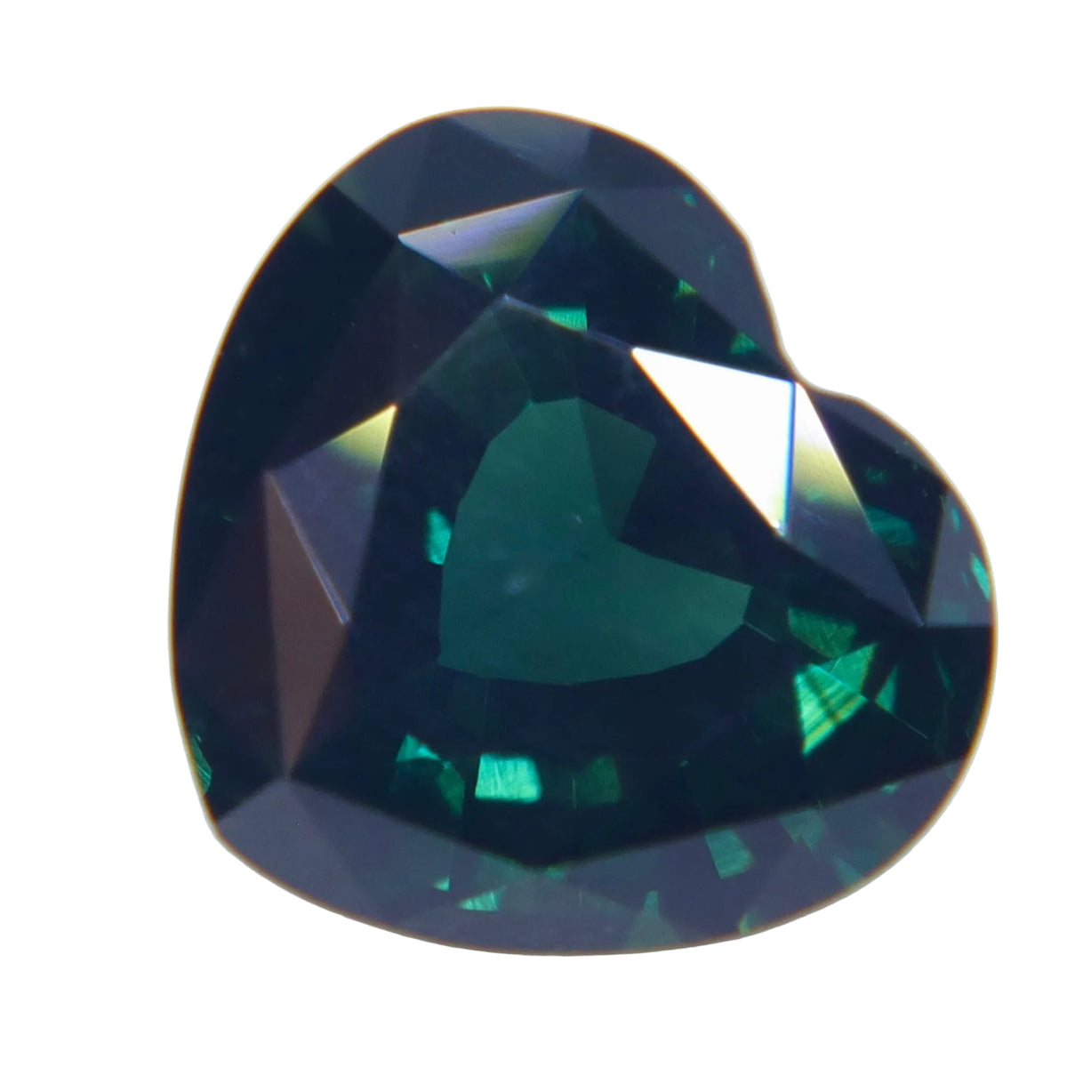 Natural Australian green sapphire 2.26 carat heart cut face-up view