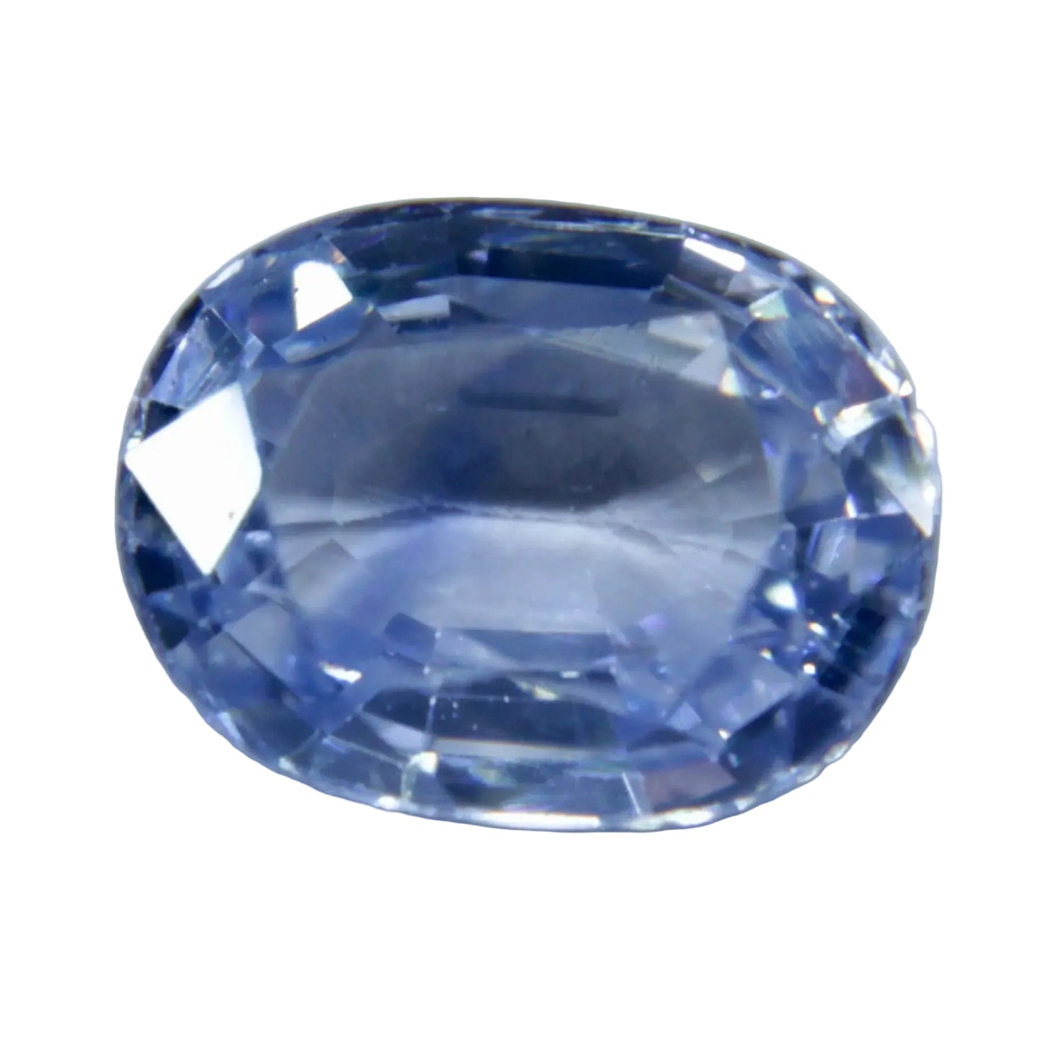 Natural pale blue Ceylon sapphire, 1.64 carat oval cut, face-up view
