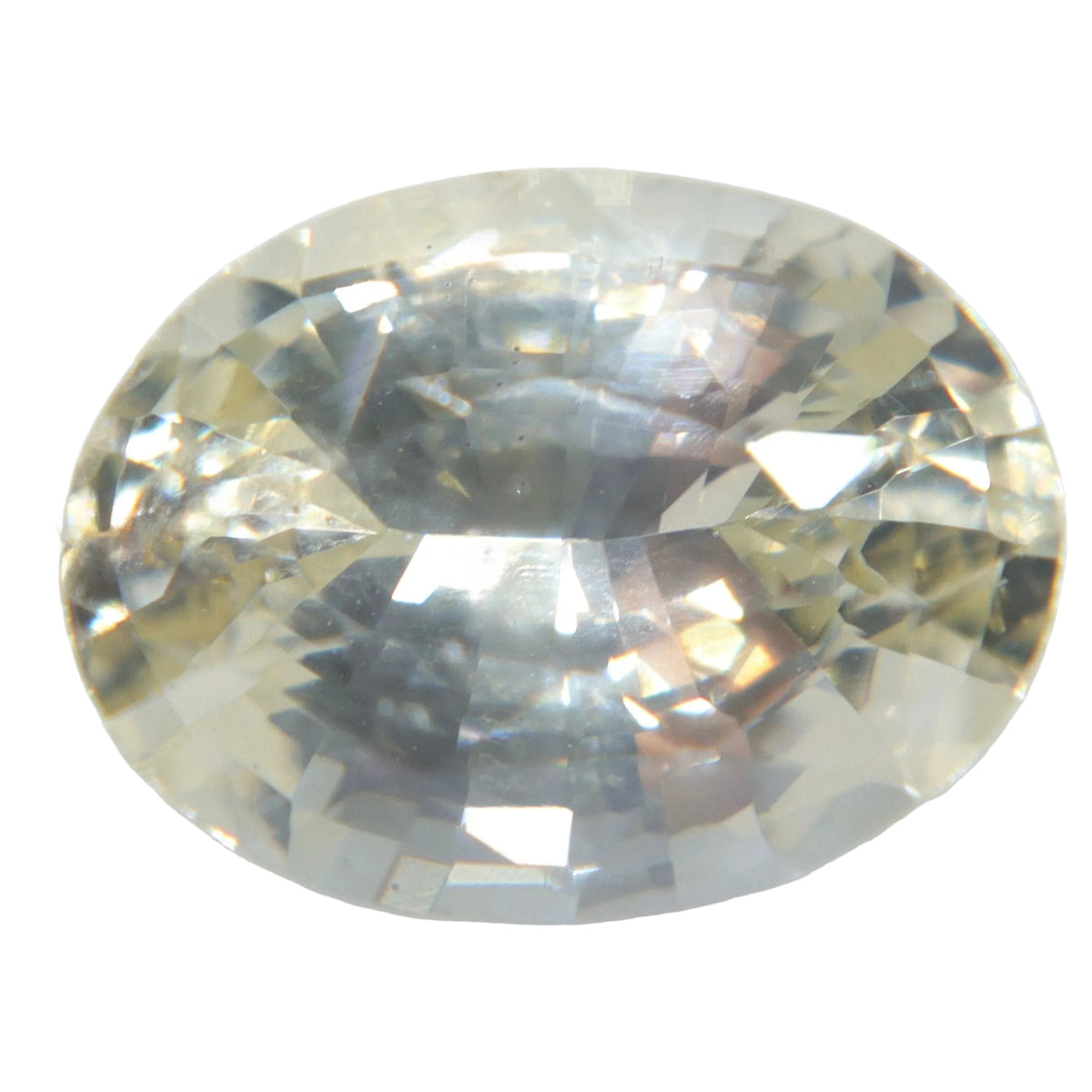 Natural pale yellow Ceylon sapphire 2.65 carat oval cut face-up view
