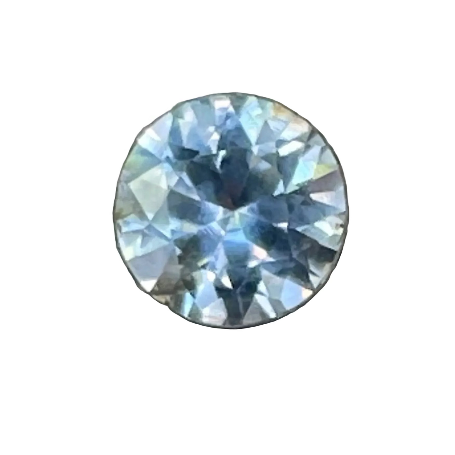 Natural white Ceylon sapphire in a round cut, 0.86 carat