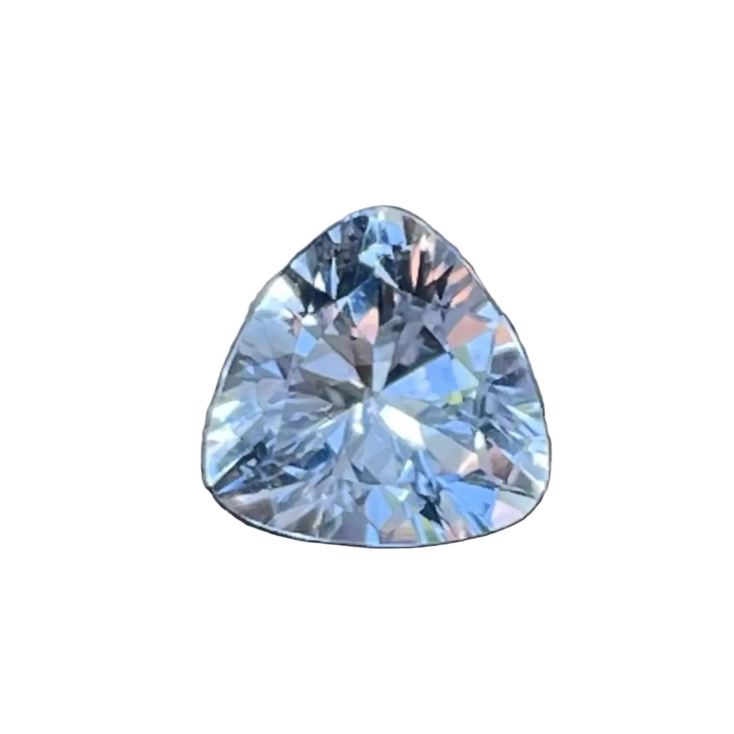Natural white Ceylon sapphire in a trillion cut, 0.80 carat