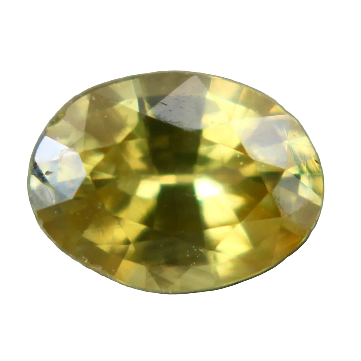 Natural yellow sapphire 0.50 ct oval cut, face-up view