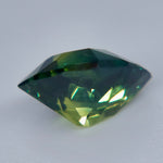 Side profile of 7.4 by 5.5 by 4 mm modified trillion Australian sapphire