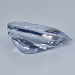 Alt: Pavilion view of elongated natural white sapphire from Ceylon with VS clarity