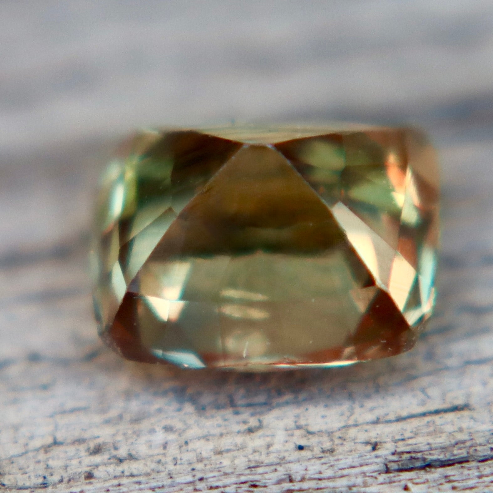 Natural Bi - Color Teal Green & Golden Sapphire 1.18 Carat Cushion Cut from Ceylon - Sapphirepal