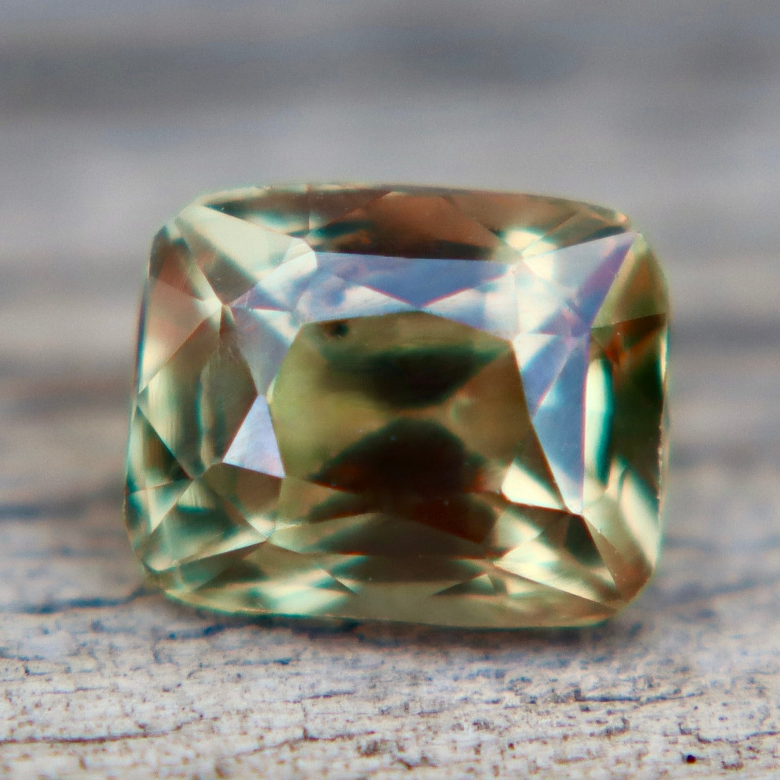 Natural Bi - Color Teal Green & Golden Sapphire 1.18 Carat Cushion Cut from Ceylon - Sapphirepal