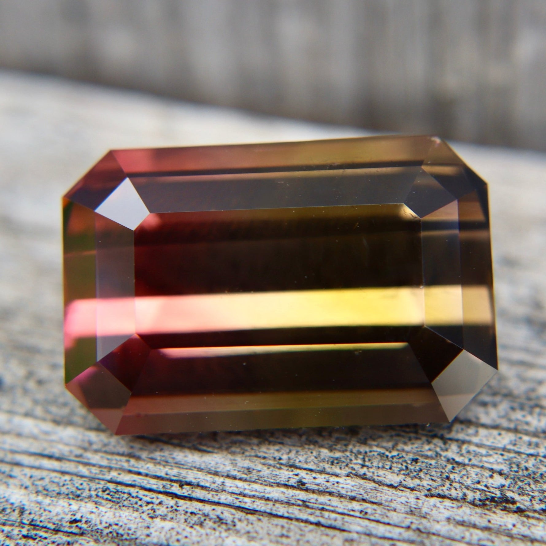 Natural Bi - Color Tourmaline 30.30 Carat Flawless Emerald Cut – Pink Gold Green Collector Gem - Sapphirepal