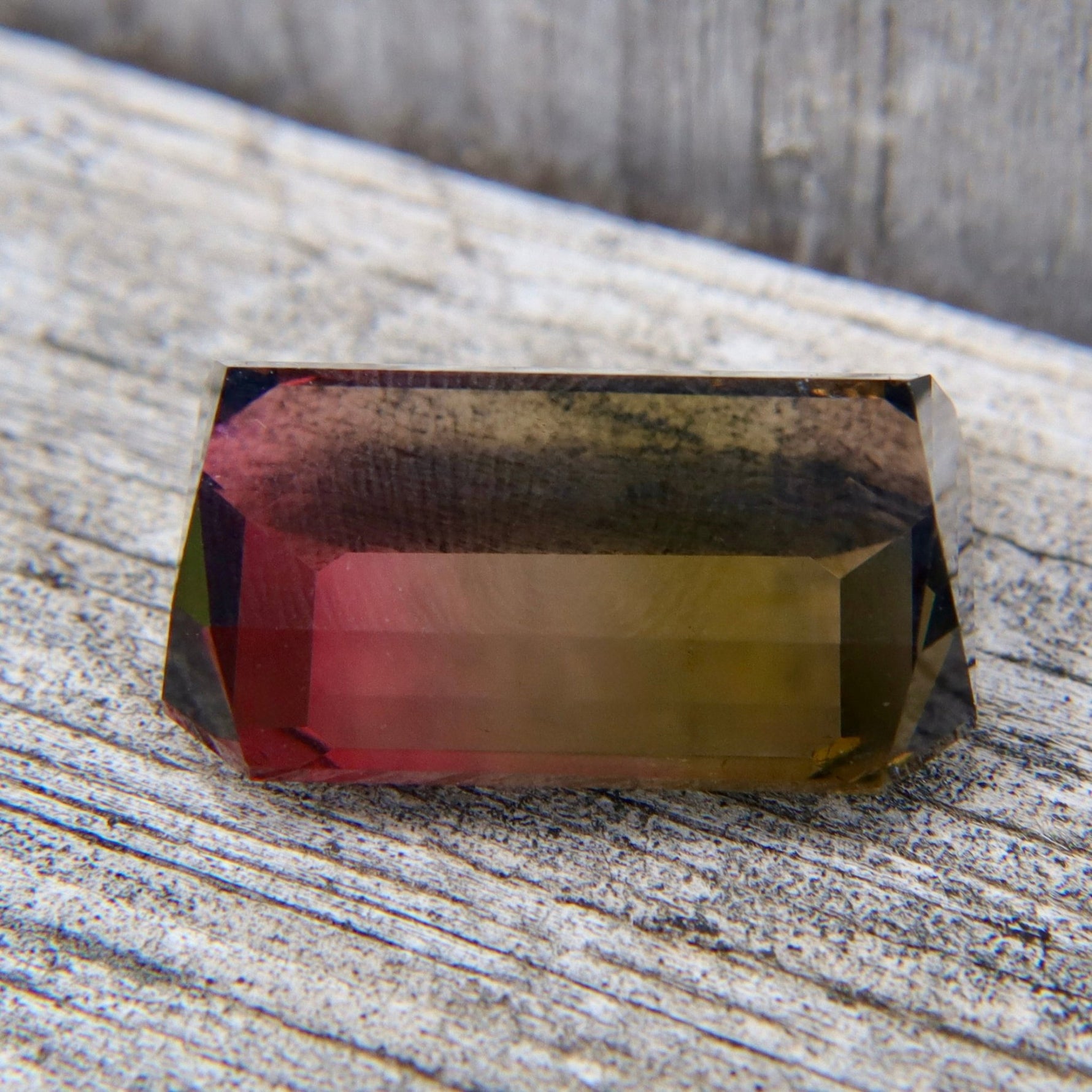 Natural Bi - Color Tourmaline 30.30 Carat Flawless Emerald Cut – Pink Gold Green Collector Gem - Sapphirepal
