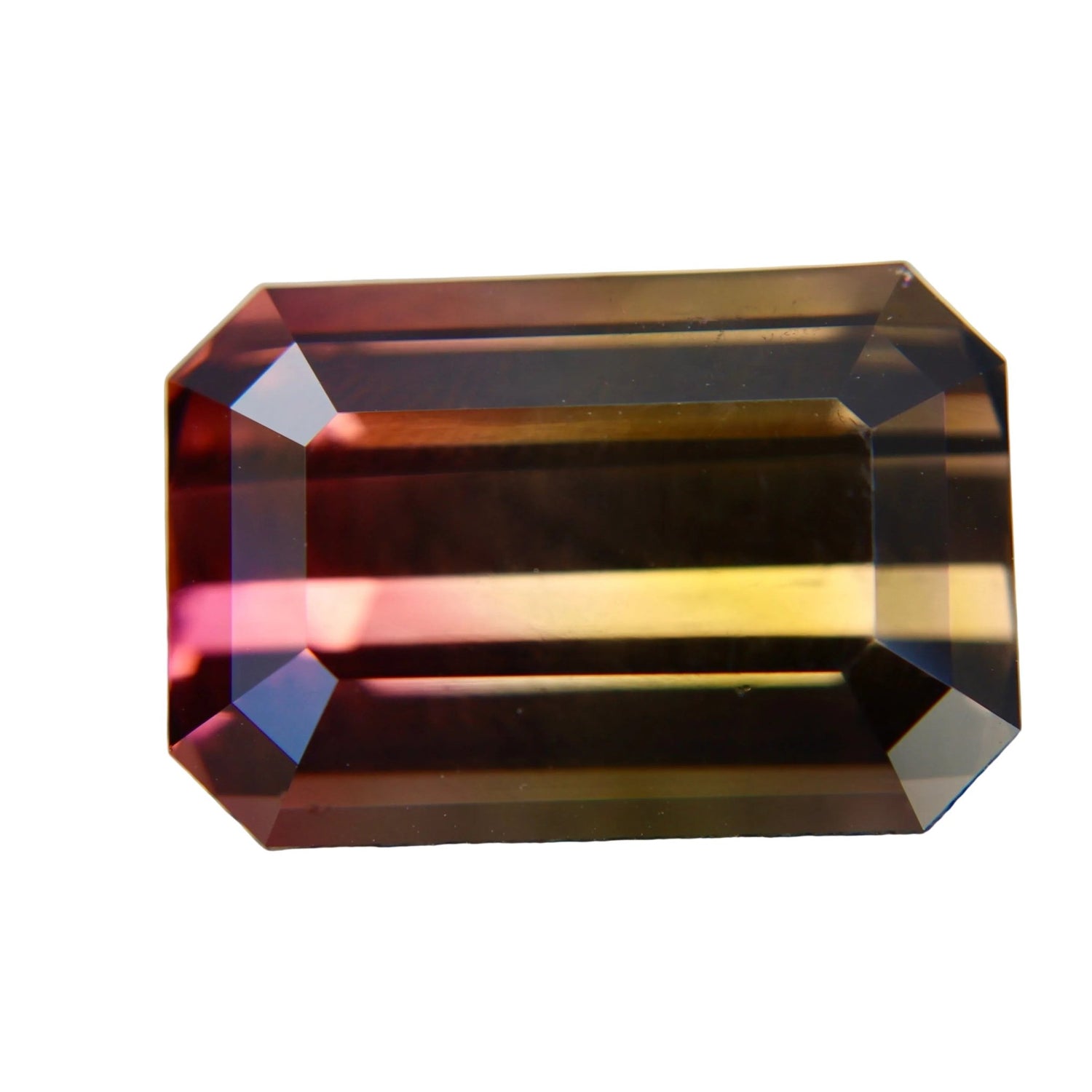 Natural Bi - Color Tourmaline 30.30 Carat Flawless Emerald Cut – Pink Gold Green Collector Gem - Sapphirepal