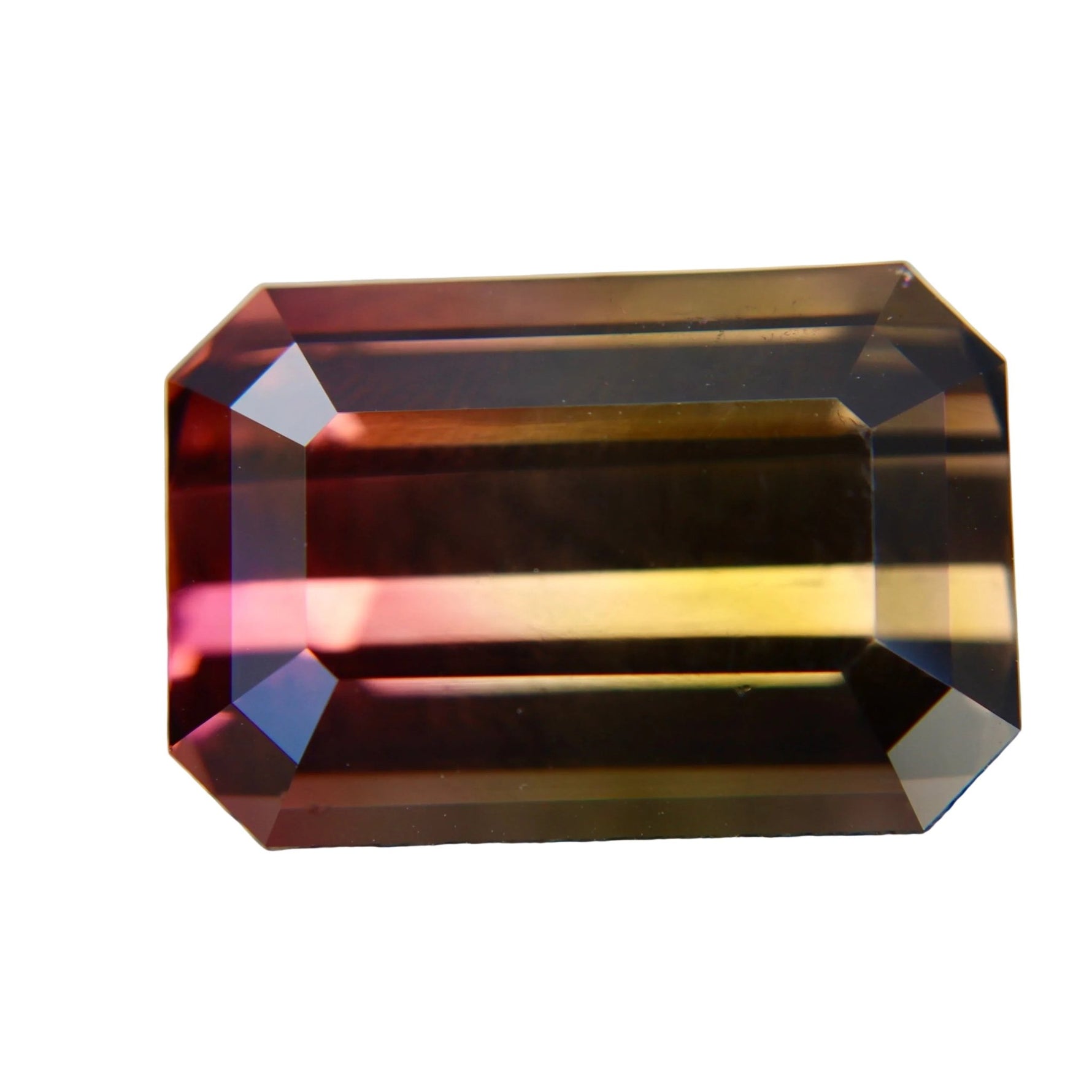 Natural Bi - Color Tourmaline 30.30 Carat Flawless Emerald Cut – Pink Gold Green Collector Gem - Sapphirepal