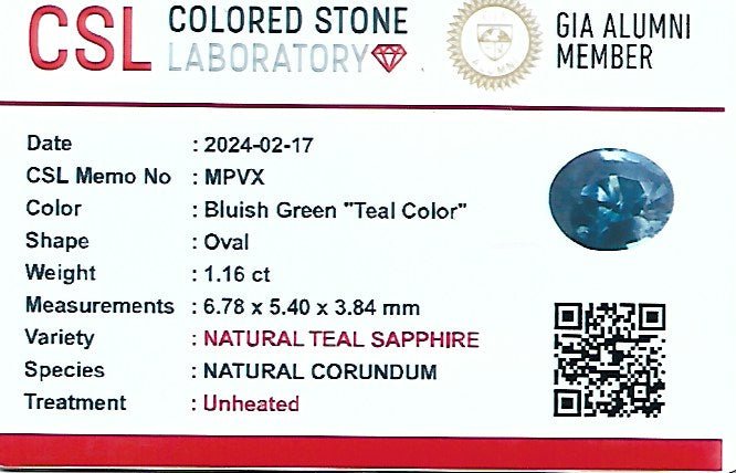 Natural Blue Green Sapphire – 1.16 Carat Oval Cut | Unheated Madagascar Gemstone - Sapphirepal