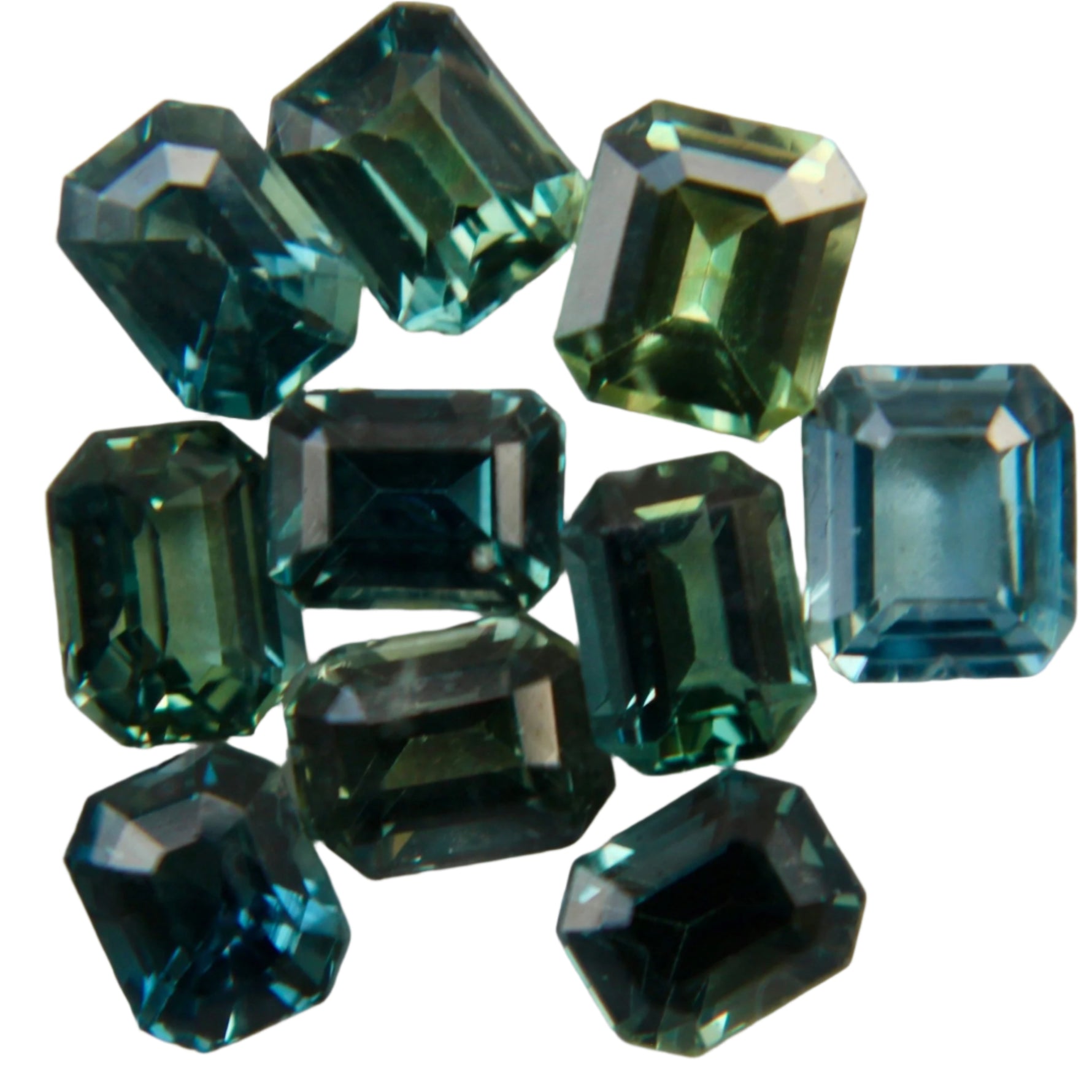 Blue Green Emerald Cut Sapphire Set – Carat Natural Gemstones Sapphire Pal