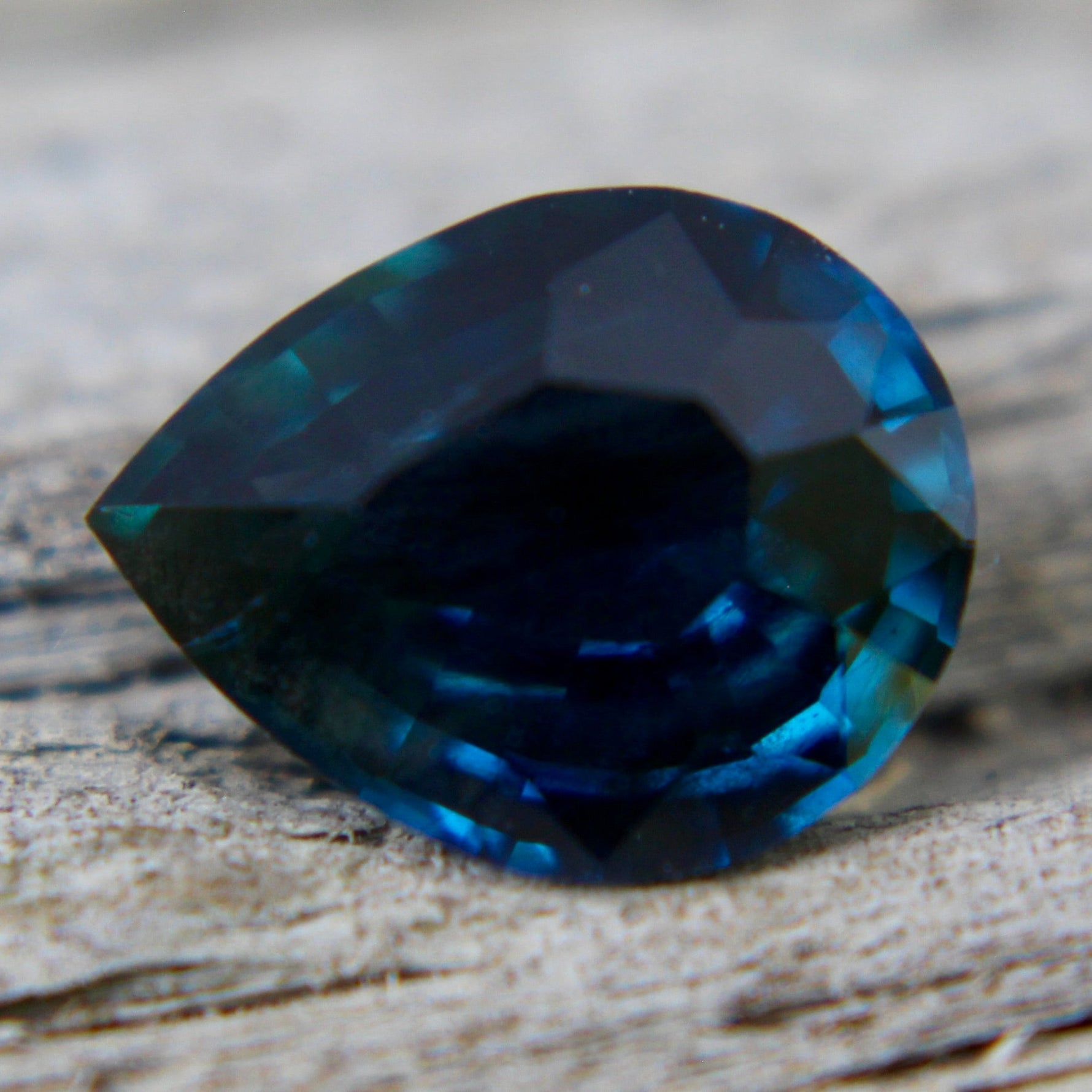 Pear cut teal sapphire 1.38 carat untreated gemstone for bespoke jewellery